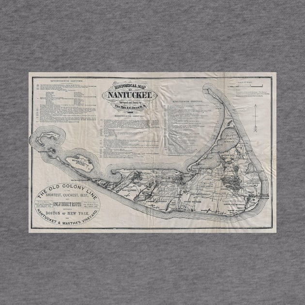 Vintage Nantucket Map by Bravuramedia